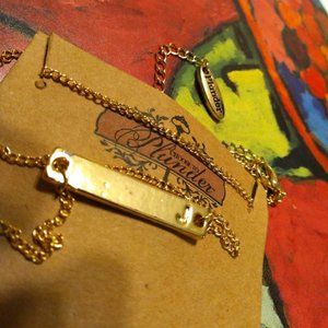 Plunder Design Gold Bar Initial "J" Necklace